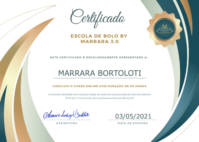 Certificado Escola de Bolo 3.0